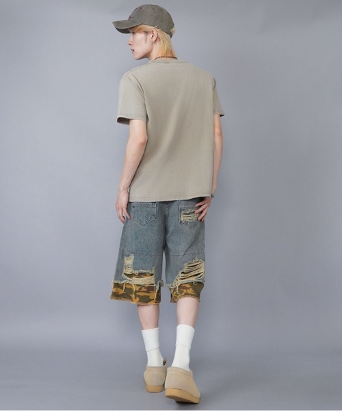 SPINNS（スピンズ） ハーフパンツ ジーンズ ダメージ加工デニムハーフ
