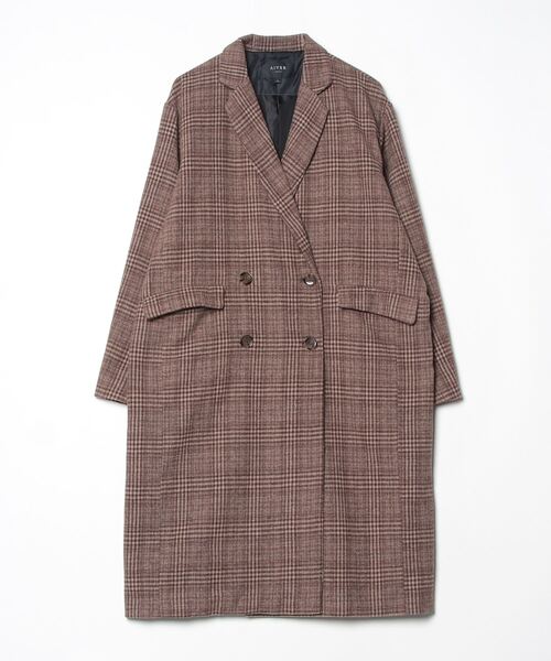 AIVER（アイバー） チェック柄チェスターコート L ブラウン メンズ