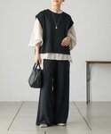 ワイドパンツ パンツ マルチウエストリブパンツ...の詳細画像2