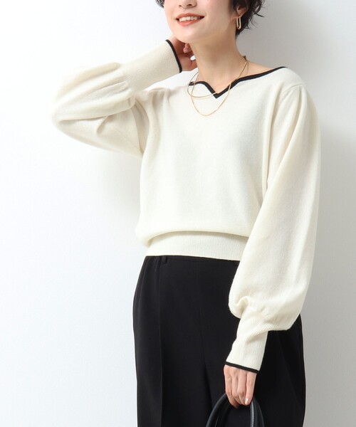 ふ出品 NOLLEY'S（ノーリーズ） Vネックニット FREE オフホワイト レディース