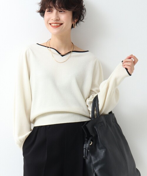 NOLLEY'S（ノーリーズ） Vネックニット FREE オフホワイト レディース