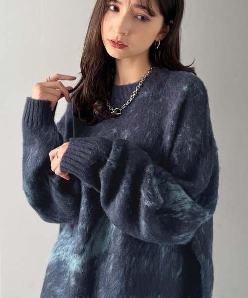 【極美品✨高級モヘア】ブラミンク シャギー タートルネック ニット 36ネイビー 極美品✨高級モヘア】ブラミンク シャギー タートルネック ニット 36