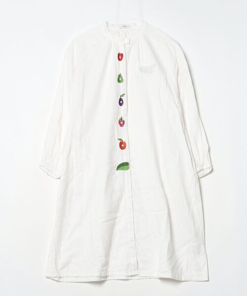 graniph　長袖ワンピース ブランド古着】graniph / グラニフ ストライプシャツ 刺繍ロング