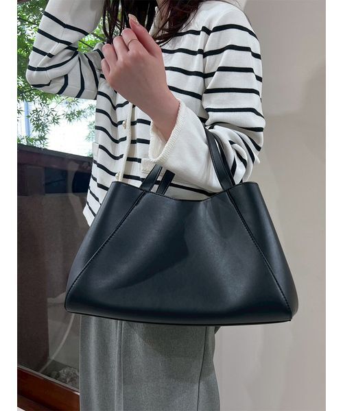 Mila Owen 黒いトートバッグ Mila Owen（ミラオーウェン） トートバッグ 2wayワイドトートバッグ