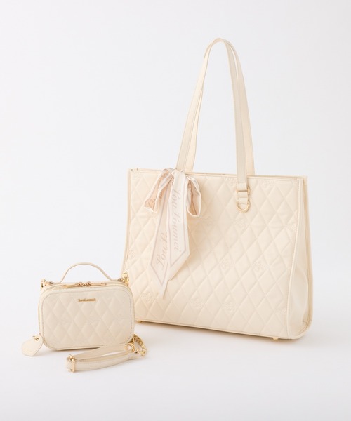 LouLoumei】ナイスクラップツイードトートバッグタグ付きホワイト