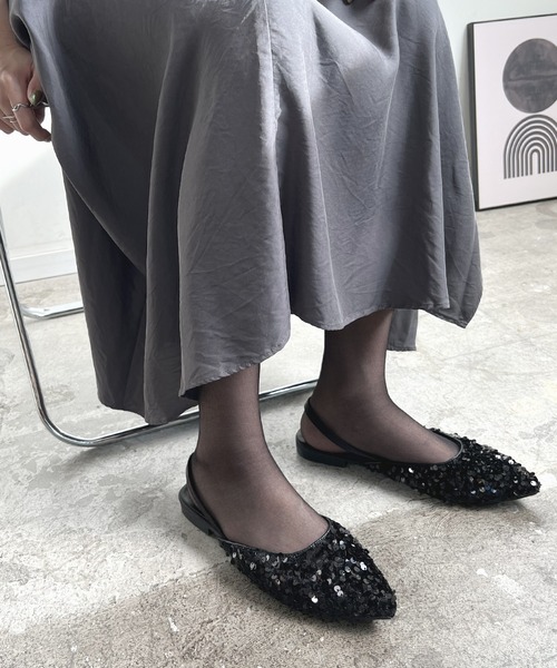 「Futier land」 フラットサンダル 38 シルバー レディース_画像7