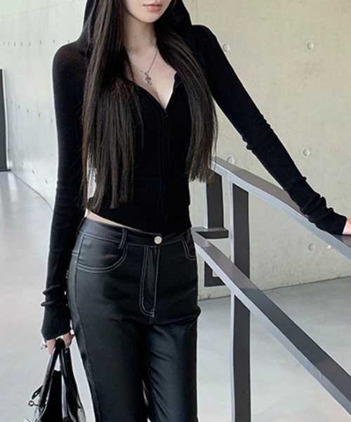 【美品】エムズグレイシー パールニットカーディガン パールジップ 黒24年モデル 美品】エムズグレイシー パールニットカーディガン パールジップ 黒24