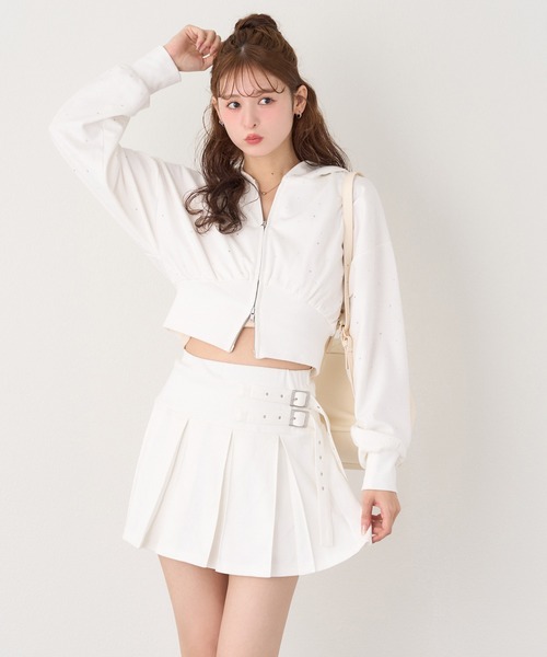 上下セット！CPGホワイト ショートスリーブジャケット、スカート サイズ1 one after another NICE CLAUP スカート 「セットアップ対応」カット