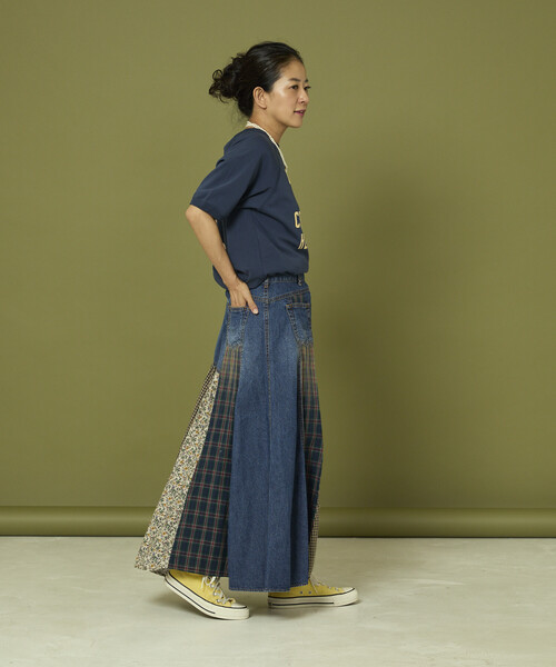 Freada（フリーダ） スカート サイドフロント デニム 切り替え フレア