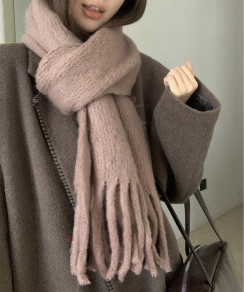マフラー ストール モヘアライク フリンジ レディース : ZOZOTOWN