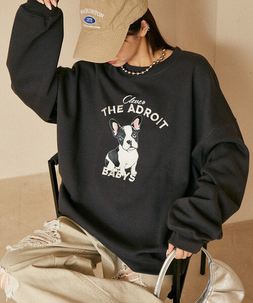 トレーナー スウェット PUBLUX/パブリュクス THE ADROIT フレンチブルドッグ 裏起毛スウェット　限定展開 レディース | PUBLUX | 01