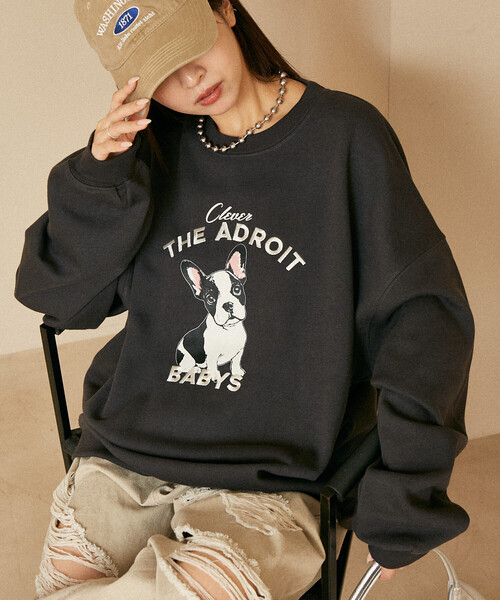トレーナー スウェット PUBLUX/パブリュクス THE ADROIT フレンチブルドッグ 裏起毛スウェット　限定展開 レディース | PUBLUX | 14