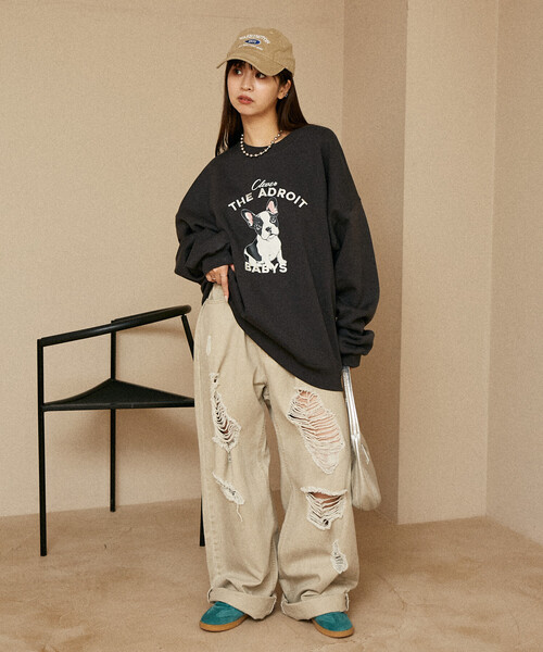トレーナー スウェット PUBLUX/パブリュクス THE ADROIT フレンチブルドッグ 裏起毛スウェット　限定展開 レディース | PUBLUX | 19