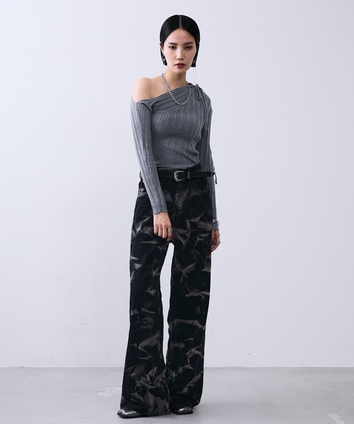 定価12万 ETRO ペイズリー柄 デニムパンツ ブラック MONOe ジーンズ デニム デニムパンツ タイダイペイズリー柄ウォッシュ