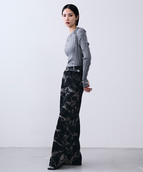 MONOe ジーンズ デニム デニムパンツ タイダイペイズリー柄ウォッシュ