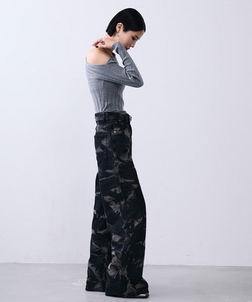定価12万 ETRO ペイズリー柄 デニムパンツ ブラック MONOe ジーンズ デニム デニムパンツ タイダイペイズリー柄ウォッシュ