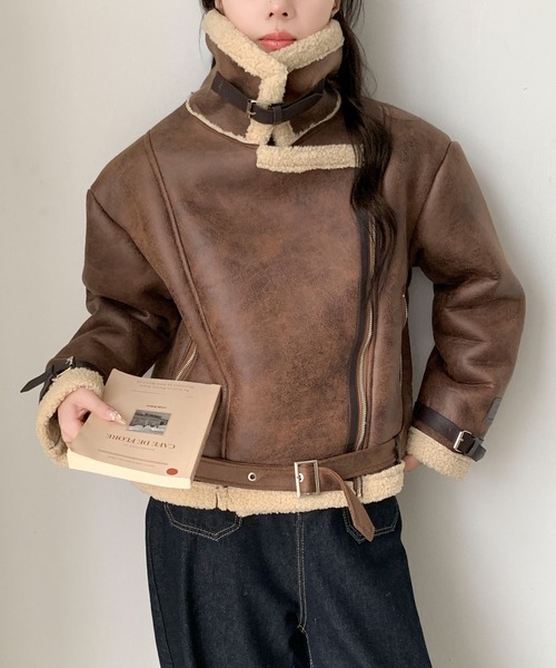 Maison Calme ムートンコート ボアコート 「25年新作秋冬」ライダース