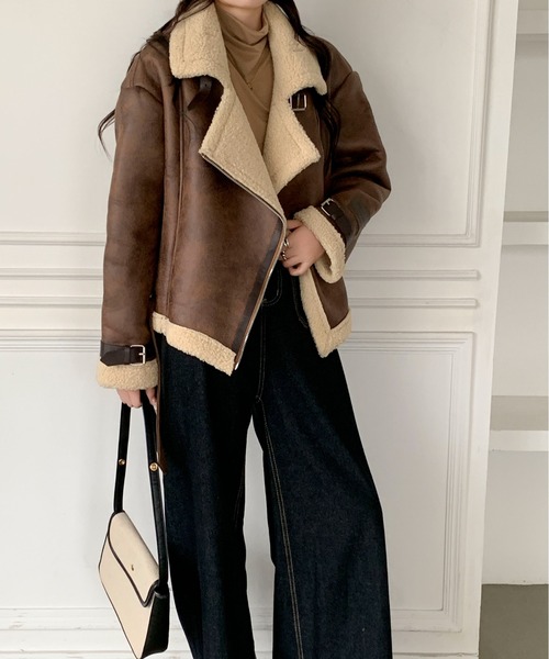 Maison Calme ムートンコート ボアコート 「25年新作秋冬」ライダース