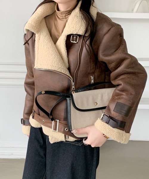 Maison Calme ムートンコート ボアコート 「25年新作秋冬」ライダース