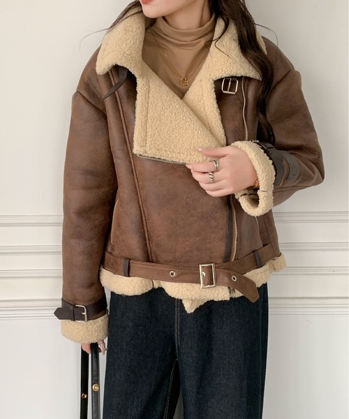 Maison Calme ムートンコート ボアコート 「25年新作秋冬」ライダース