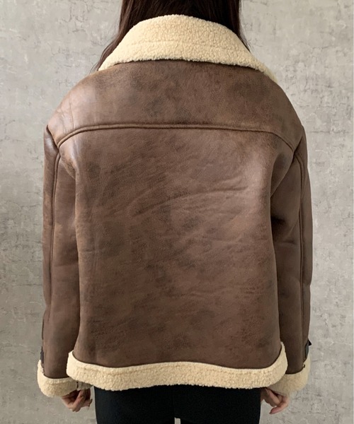 Maison Calme ムートンコート ボアコート ライダースフライトショート