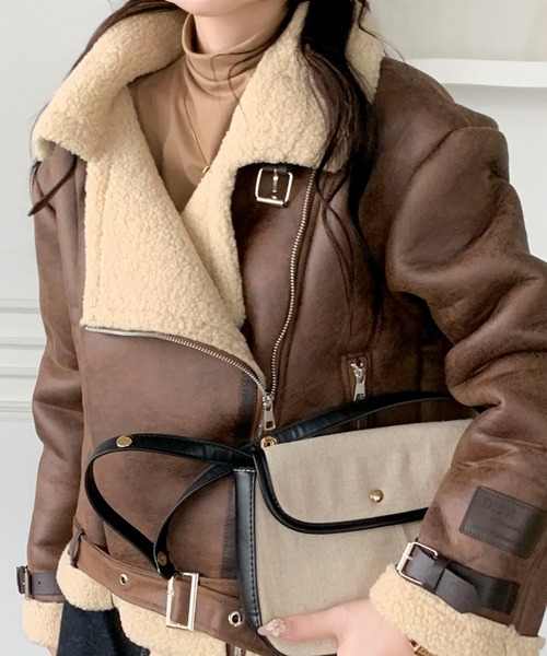 Maison Calme ムートンコート ボアコート 「25年新作秋冬」ライダース