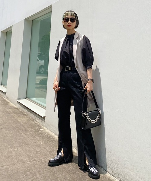 「PAGEBOY」 ベスト FREE ブラック レディース_画像4