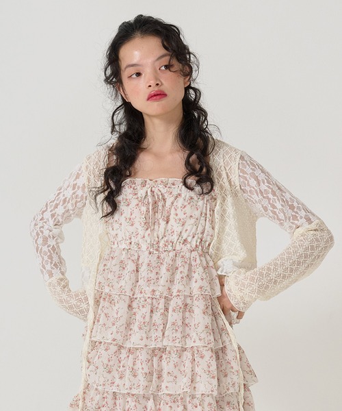 「TINA：JOJUN」 カーディガン M アイボリー レディース_画像3