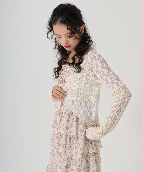 「TINA：JOJUN」 カーディガン M アイボリー レディース_画像4