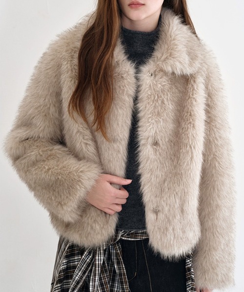 コート アウター スナップボタン フェイクファージャケット FD25W205