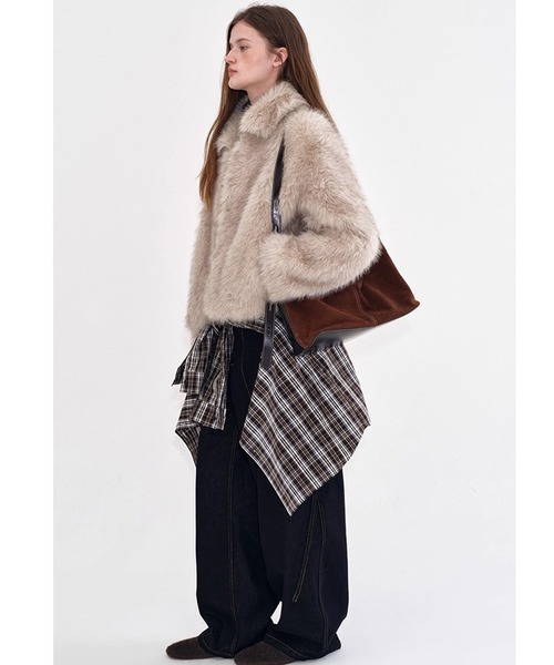 コート アウター スナップボタン フェイクファージャケット FD25W205