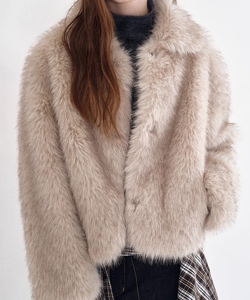 コート アウター スナップボタン フェイクファージャケット FD25W205