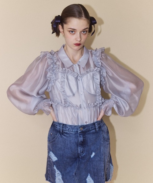 「Candy Stripper」 長袖シャツ 2 ブラック レディース_画像2