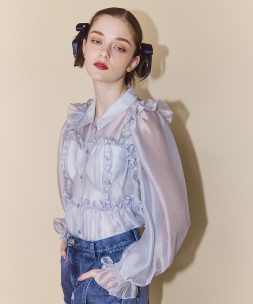 「Candy Stripper」 長袖シャツ 2 ブラック レディース_画像3