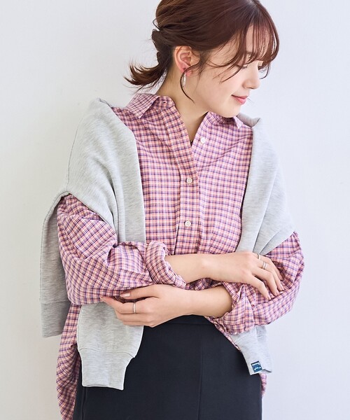 coen（コーエン） ブラウス シャツ 「スプリングカラー」ネルチェック 