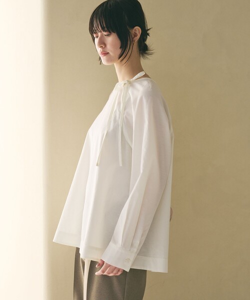 BEAUTY＆YOUTH UNITED ARROWS リボンタイ ノーカラーブラウス
