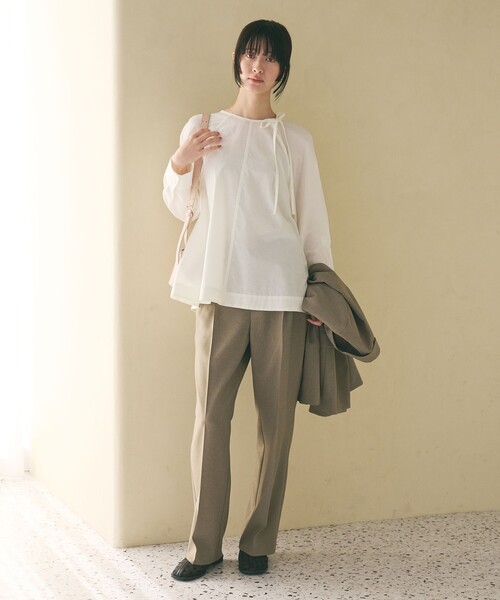 BEAUTY＆YOUTH UNITED ARROWS リボンタイ ノーカラーブラウス