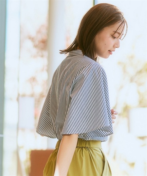 「7days Life Styling」 「cf」半袖ブラウス M ネイビー レディース_画像8