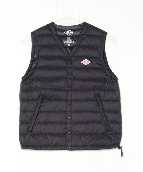 美品　DANTON ブラック ダウンベスト　34 Danton（ダントン） ワンポイントダウンベスト 34 ブラック レディース