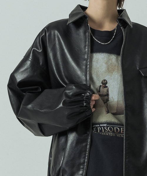 SLY フェイクレザー ショートブルゾン SLY（スライ） ブルゾン アウター VINTAGE F/LEATHER CROP BZ
