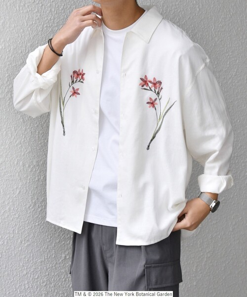 SHIPS any シャツ 「SHIPS any別注」NYBG: フラワー ロゴ 刺繍