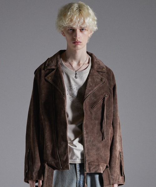 【GRANCY】ディストレストスウェードライダースジャケット GRANCY 革ジャン ライダース 「GRANCY」Distressed Suede Rider's