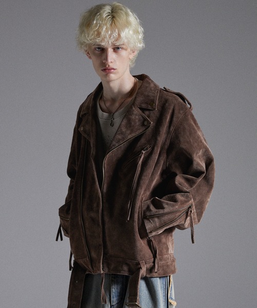 革ジャン ライダース 「GRANCY」Distressed Suede Rider's Jacket / ディストレストスウェードライダースジャケットの画像