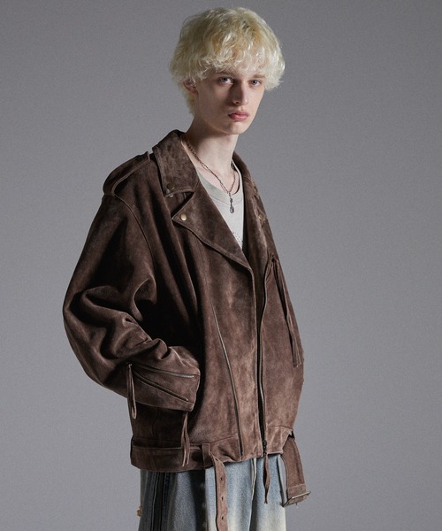 【GRANCY】ディストレストスウェードライダースジャケット GRANCY 革ジャン ライダース 「GRANCY」Distressed Suede Rider's