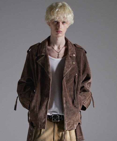 短丈 VALD ISERE シングル ライダース ジャケット L ヴィンテージ GRANCY 革ジャン ライダース 「GRANCY」Distressed Suede Rider's