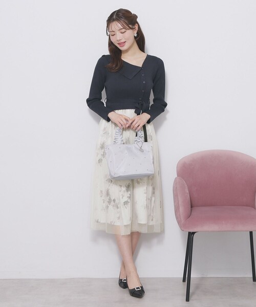 専用 未使用 INDIVI 洗える 異素材 リブ ニット ドッキング ワンピース index（インデックス） ワンピース ドッキングニットワンピース「洗濯