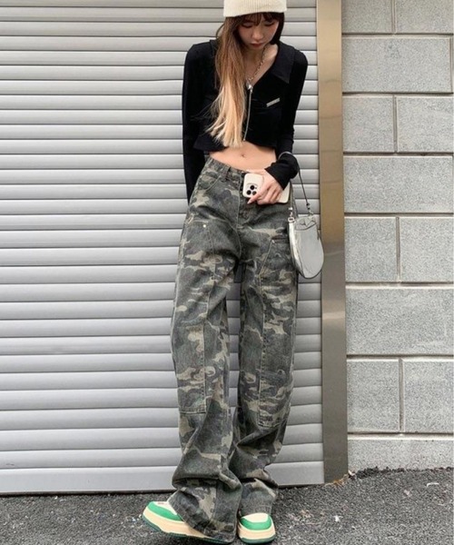 「CANVAS+」 ペインターパンツ S カーキ レディース_画像8