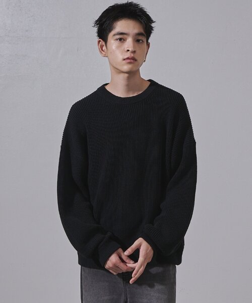 「Lui's」 長袖ニット M ブラック メンズ_画像2