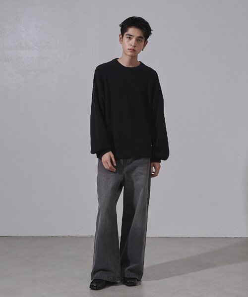 「Lui's」 長袖ニット M ブラック メンズ_画像6