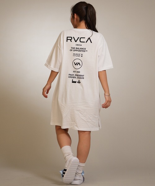 Ｋ*ｎ様 美品◎  ひざ丈ワンピース 半袖 オレンジ 袖フ RVCA（ルーカ） ワンピース 半袖 半袖 ワンピース バックプリント